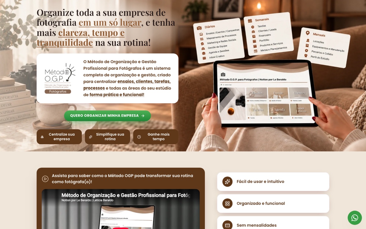 Página Método OGP para Fotógrafos